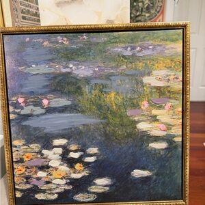 Impressionist Water Lilies Framed Art 14x14